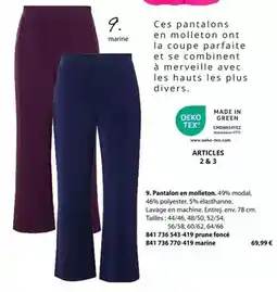 Ulla Popken Oeko-tex - ces pantalons en molleton offre