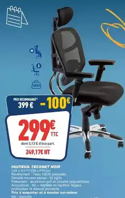 Bureau Vallée Fauteuil teckayet noir offre