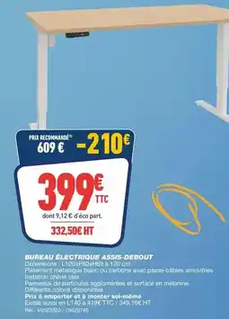 Bureau Vallée Chêne - bureau électrique assis-debout offre