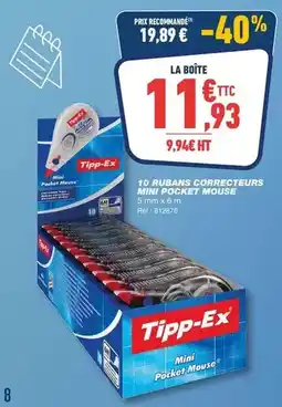 Bureau Vallée Tipp-ex - 10 rubans correcteurs mini pocket mousse offre