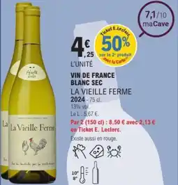 E.Leclerc Vin de france blanc sec la vieille ferme 2024 offre