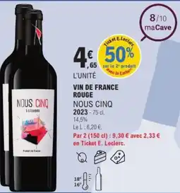 E.Leclerc Vin de france rouge nous cinq 2023 offre