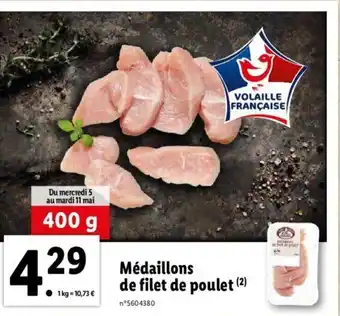 Lidl Médaillons de filet de poulet offre