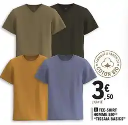 E.Leclerc 5 TEE-SHIRT HOMME BIO TISSAIA BASICS offre
