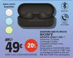 E.Leclerc ECOUTEURS SANS FIL WFC510 offre