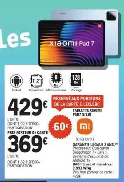 E.Leclerc Xiaomi Pad 7 offre