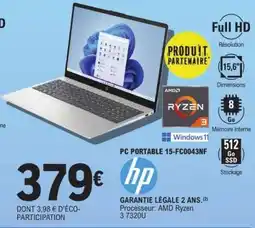 E.Leclerc PC PORTABLE 15-FC0043NF offre