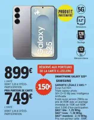 E.Leclerc Smartphone Galaxy S25 offre