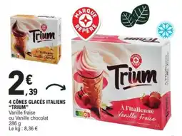 E.Leclerc 4 CÔNES GLACÉS ITALIENS “TRIUM” offre