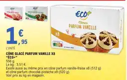 E.Leclerc CÔNE GLACÉ PARFUM VANILLE X8 “ÉCO+” offre