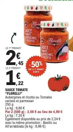 E.Leclerc SAUCE TOMATE FLORELLI offre