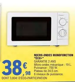 E.Leclerc MICRO-ONDES MONOFONCTION “ÉCO+” offre