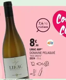 E.Leclerc LIRAC AOP DOMAINE PELAQUIÉ 'RIVE DROITE' offre