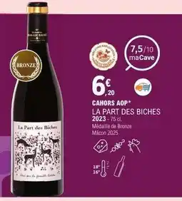 E.Leclerc CAHORS AOP* LA PART DES BICHES 2023 offre