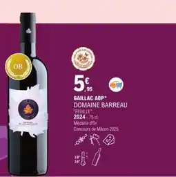 E.Leclerc GAILLAC AOP DOMAINE BARREAU FEUILLE offre