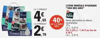 E.Leclerc LITIÈRE MINÉRALE HYGIÉNIQUE “TOUS MES AMIS” offre