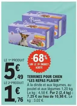 E.Leclerc TERRINES POUR CHIEN “LES REPAS PLAISIR” offre