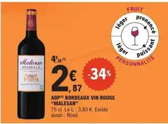 E.Leclerc AOP Bordeaux Vin Rouge 'Malesan' offre