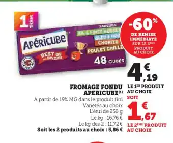 Hyper U APERICUBE Fromage fondu offre