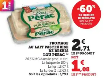 Hyper U LOU PERAC Fromage au lait pasteurise de brebis offre