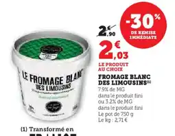 Hyper U Fromage blanc des limousins offre