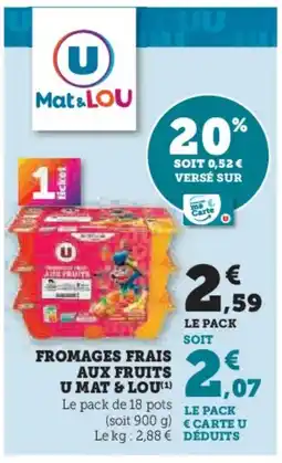 Hyper U Fromages frais aux fruits u mat & lou offre