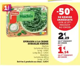 Hyper U FINDUS Epinards a la creme surgeles offre