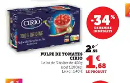Hyper U CIRIO Pulpe de tomates offre