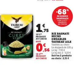 Hyper U TAURE Riz basmati micro ondables offre