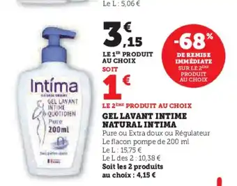 Hyper U INTIMA Gel lavant intime natural offre
