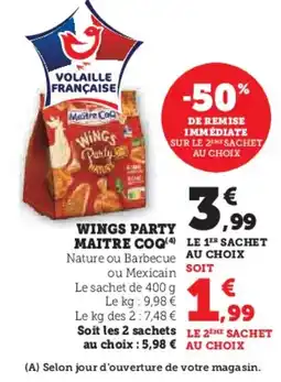 Hyper U MAITRE COQ Wings party offre