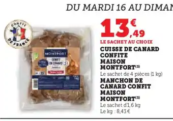 Hyper U MAISON MONTFORT Cuisse de canard confite offre