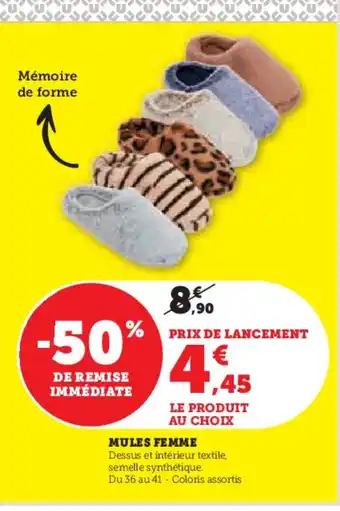Hyper U Mules femme offre