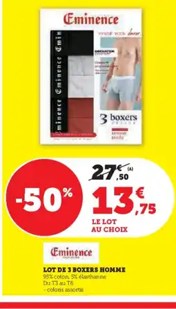 Hyper U Lot de 3 boxers homme offre