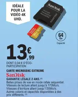 E.Leclerc SANDISK Carte microsdxc extreme offre