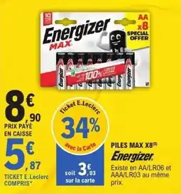 E.Leclerc ENERGIZER Piles max x8 offre