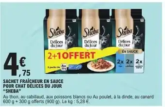 E.Leclerc SHEBA Sachet fraîcheur en sauce pour chat délices du jour offre