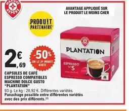 E.Leclerc PLANTATION Capsules de café espresso compatibles machine dolce gusto offre