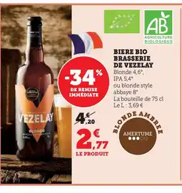 Hyper U BRASSERIE DE VEZELAY Biere bio offre