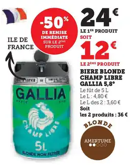 Hyper U GALLIA 5,8° Biere blonde champ libre offre