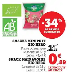 Hyper U HERO Snacks minipuff bio offre