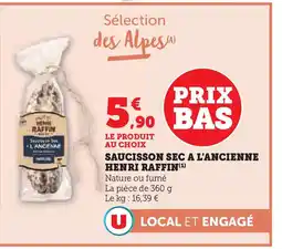 Hyper U HENRI RAFFIN Saucisson sec a l'ancienne offre