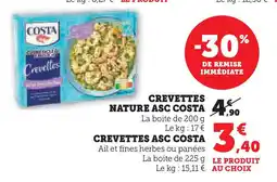 Hyper U COSTA Crevettes nature asc offre
