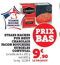 Hyper U CONVIVIAL Steaks haches pur bœuf charolais facon bouchere surgeles offre