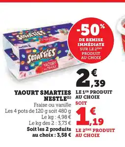 Hyper U NESTLE Yaourt smarties offre