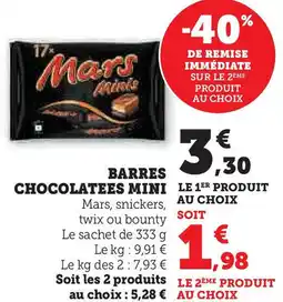 U Express MARS chocolatees mini offre