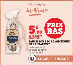 U Express HENRI RAFFIN Saucisson sec a l'ancienne offre
