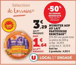 U Express ERMITAGE Munster aop au lait pasteurise offre