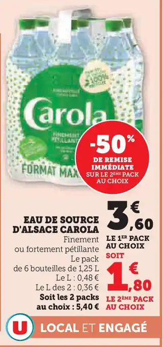 U Express CAROLA Eau de source d'alsace offre