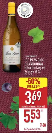 ALDI JEAN GINER Igp pays d'oc chardonnay offre